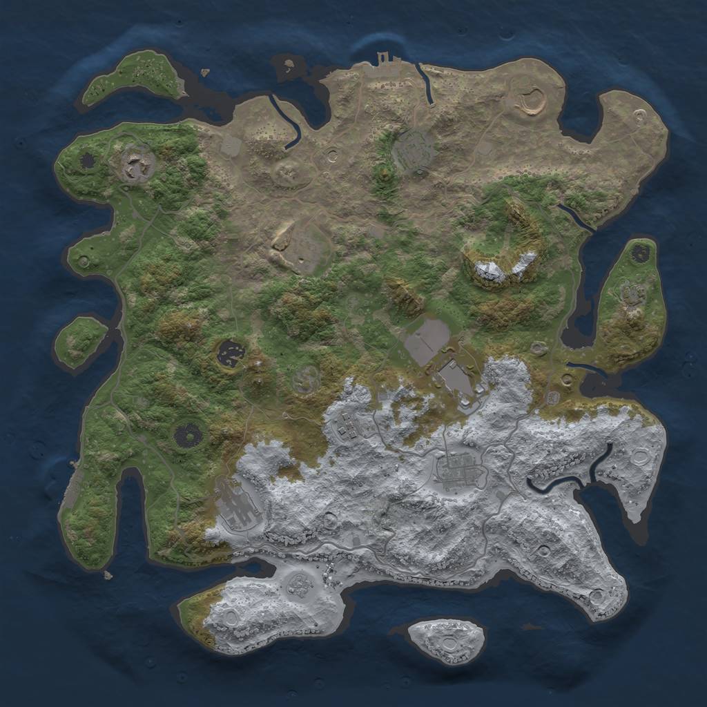 Rust Map: Procedural Map, Size: 4000, Seed: 746443715, 16 Monuments