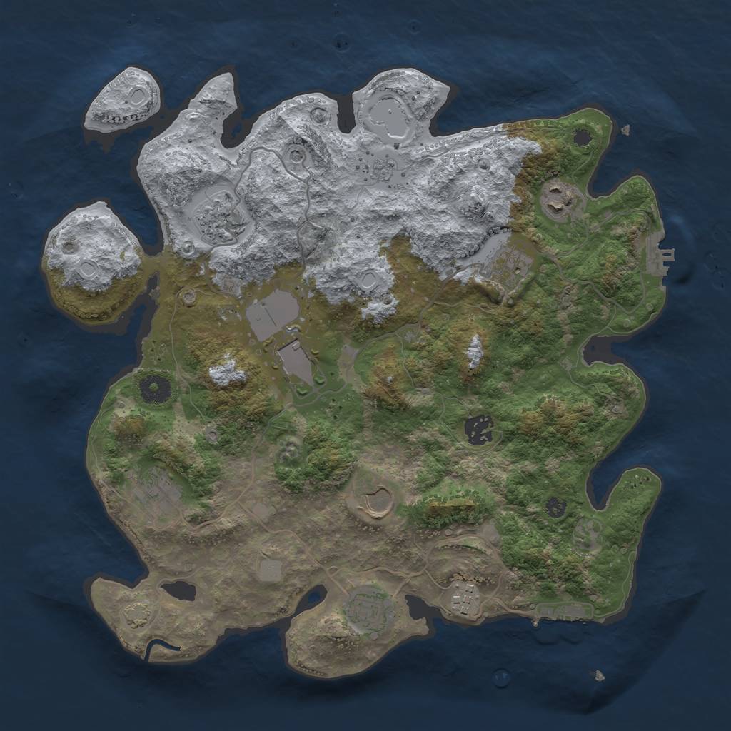 Rust Map: Procedural Map, Size: 3600, Seed: 10605, 16 Monuments