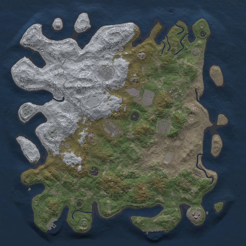 Rust Map: Procedural Map, Size: 4125, Seed: 654665465, 16 Monuments