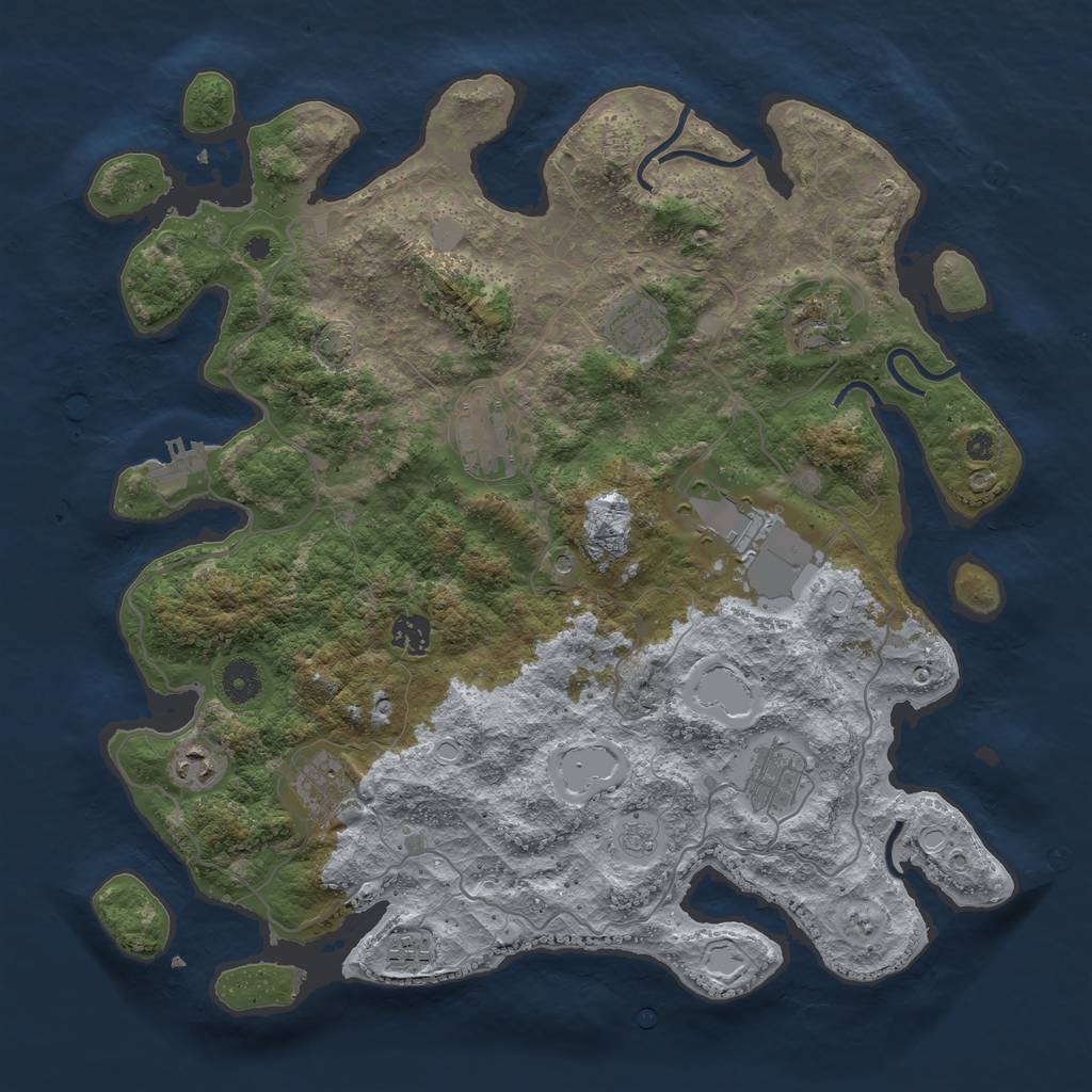 Rust Map: Procedural Map, Size: 4000, Seed: 61993327, 15 Monuments