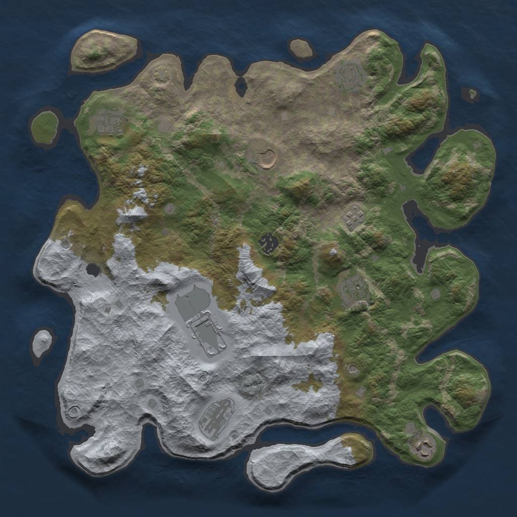 Rust Map: Barren, Size: 4000, Seed: 4215213, 12 Monuments