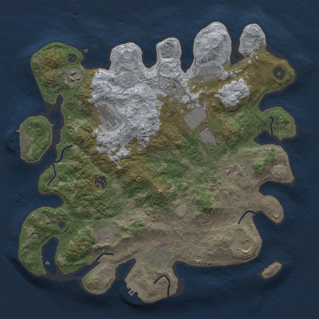 Rust Map: Procedural Map, Size: 3750, Seed: 1939896792, 17 Monuments