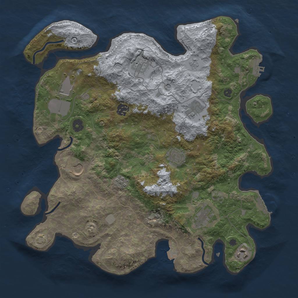 Rust Map: Procedural Map, Size: 3700, Seed: 881415506, 17 Monuments