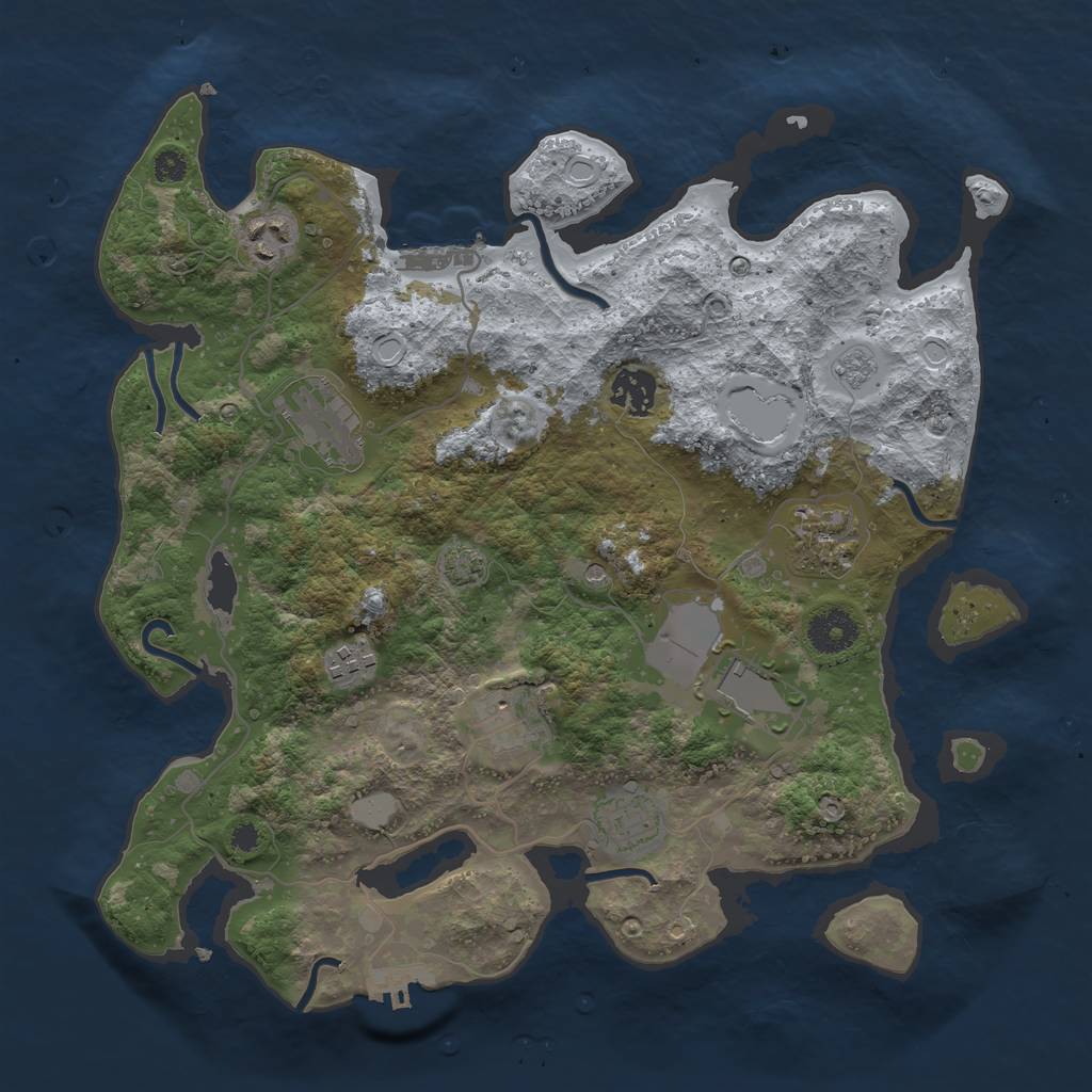 Rust Map: Procedural Map, Size: 3500, Seed: 960592039, 15 Monuments