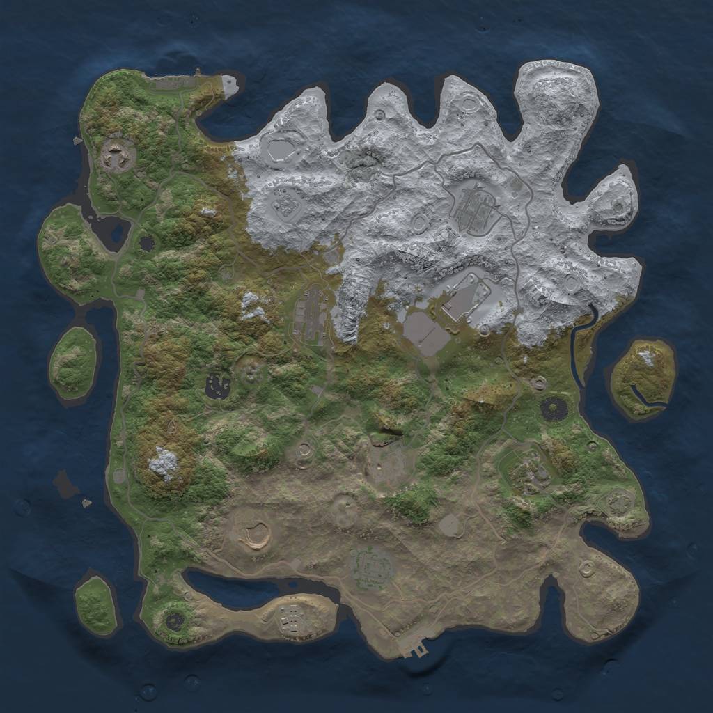 Rust Map: Procedural Map, Size: 4000, Seed: 443794658, 17 Monuments