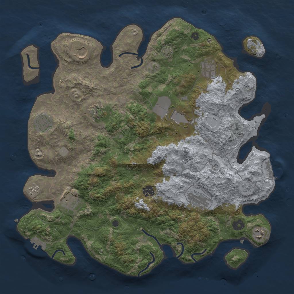 Rust Map: Procedural Map, Size: 3850, Seed: 122221568, 17 Monuments