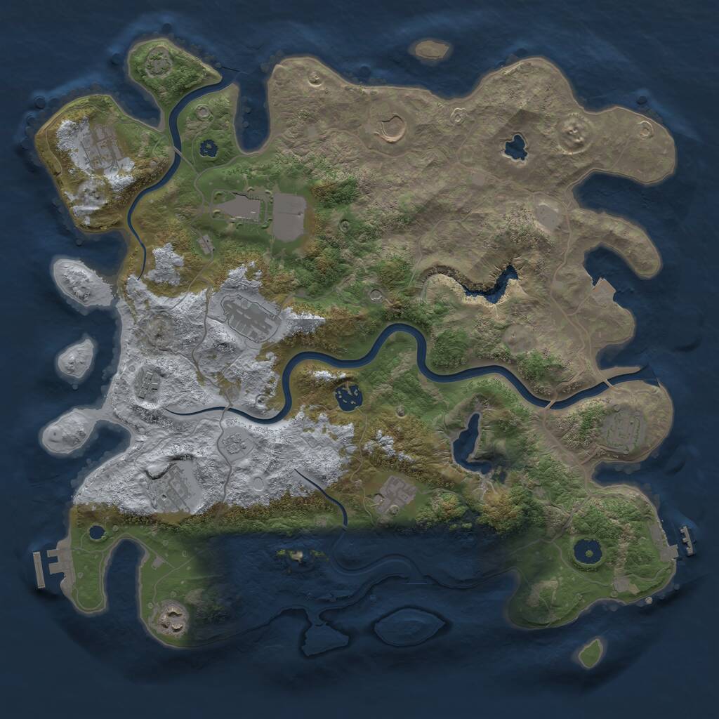 Rust Map: Procedural Map, Size: 4000, Seed: 2048319201, 16 Monuments