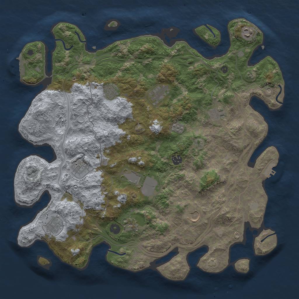 Rust Map: Procedural Map, Size: 4250, Seed: 1090667580, 18 Monuments