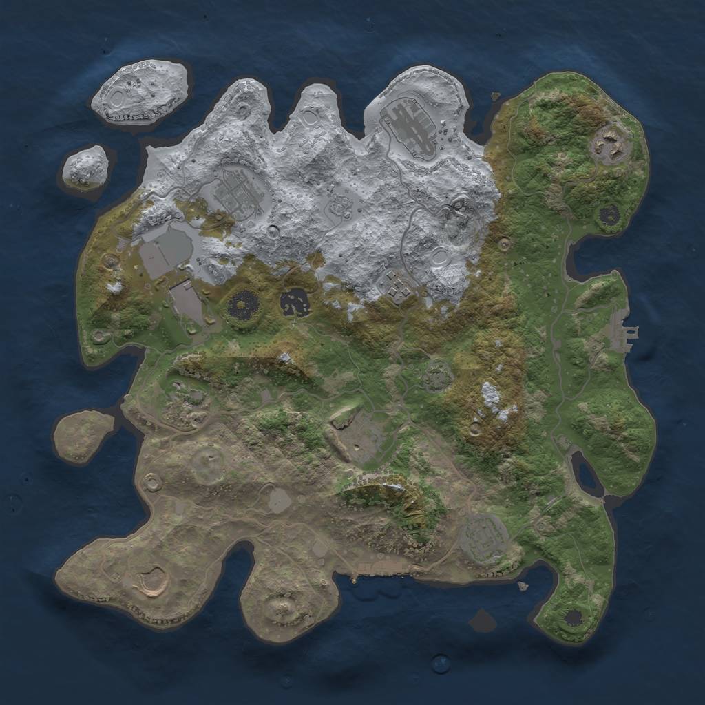 Rust Map: Procedural Map, Size: 3500, Seed: 689283085, 16 Monuments