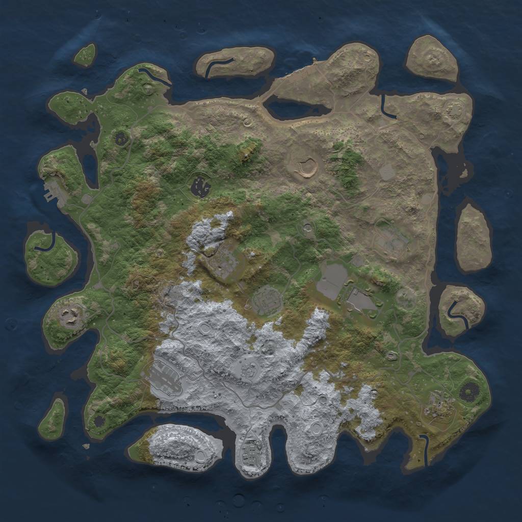 Rust Map: Procedural Map, Size: 4000, Seed: 102935889, 17 Monuments