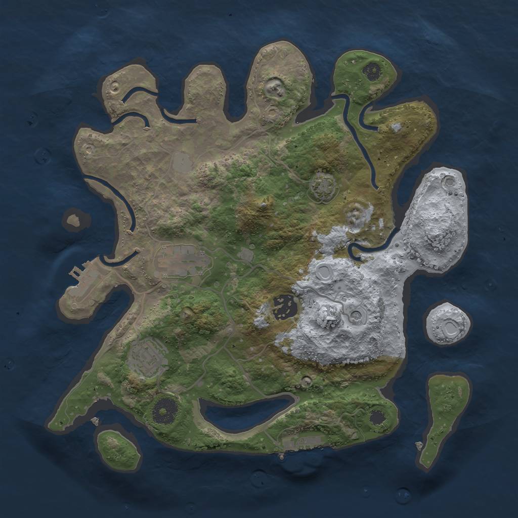 Rust Map: Procedural Map, Size: 3000, Seed: 23462456, 9 Monuments