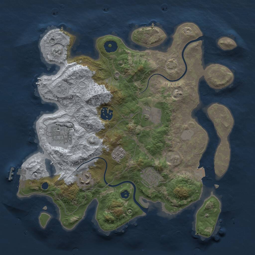 Rust Map: Procedural Map, Size: 3000, Seed: 1076786593, 10 Monuments