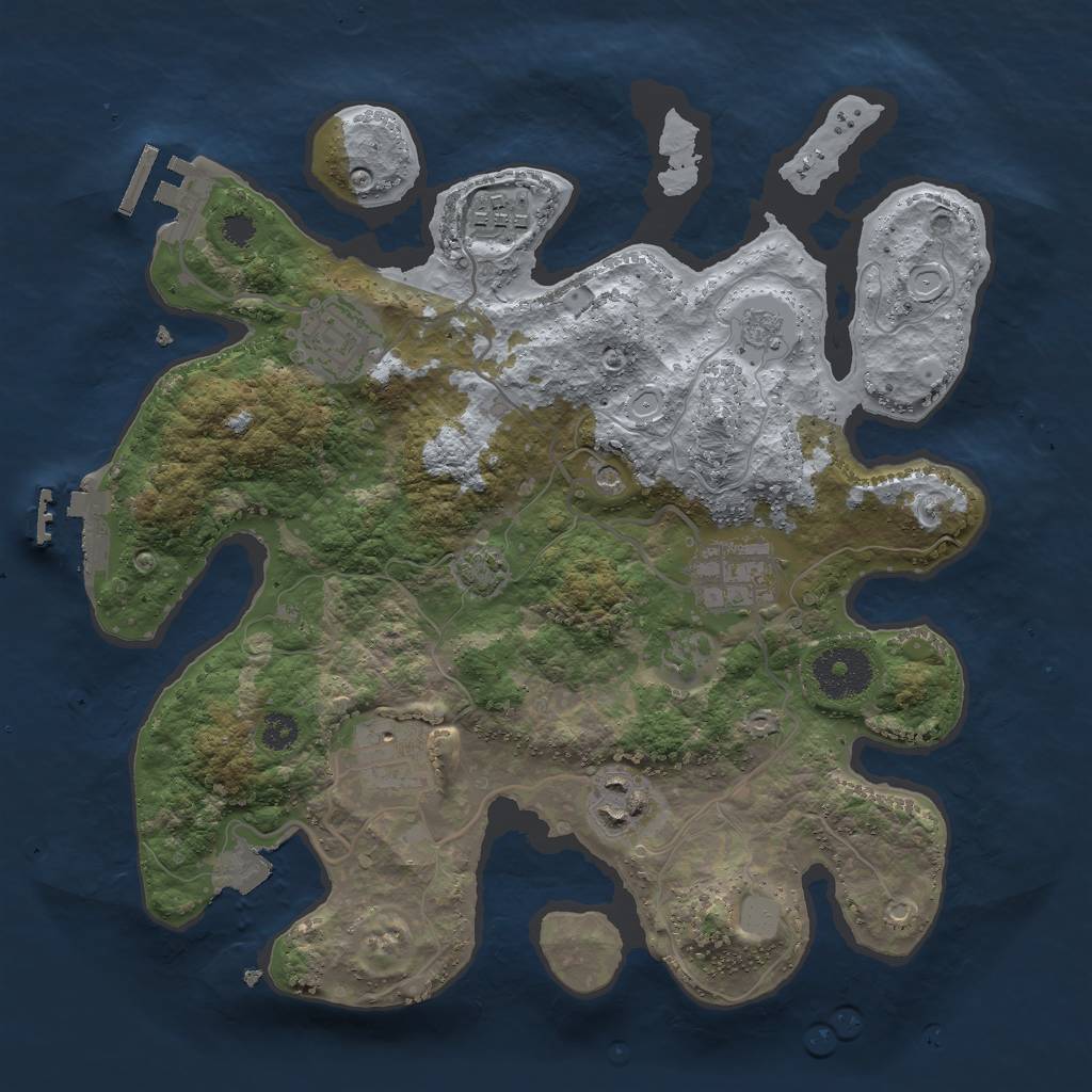 Rust Map: Procedural Map, Size: 3000, Seed: 80982745, 13 Monuments