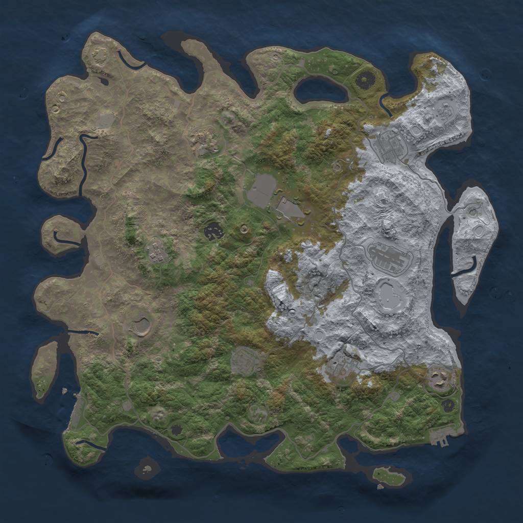 Rust Map: Procedural Map, Size: 4200, Seed: 9284, 17 Monuments