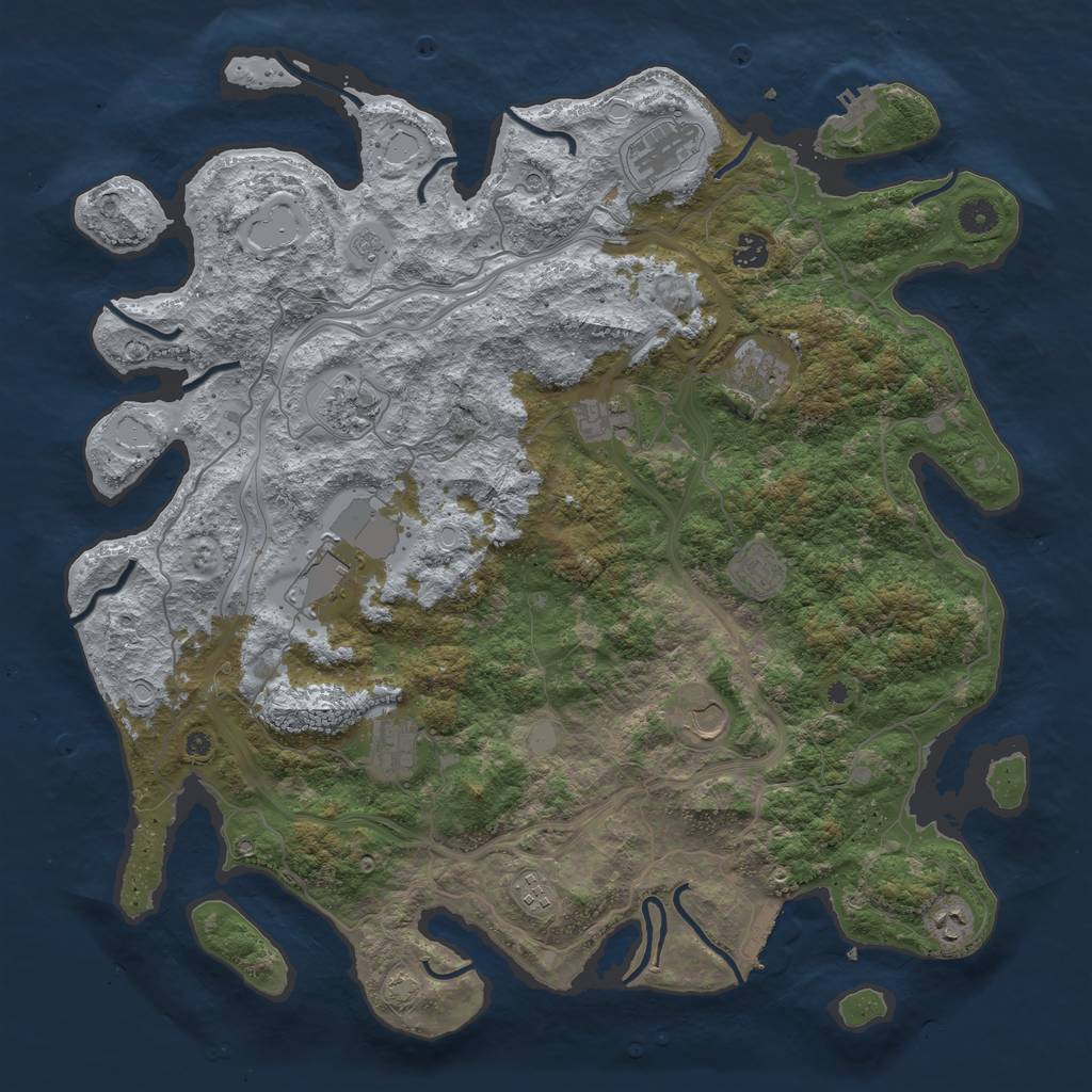Rust Map: Procedural Map, Size: 4500, Seed: 1811240566, 18 Monuments