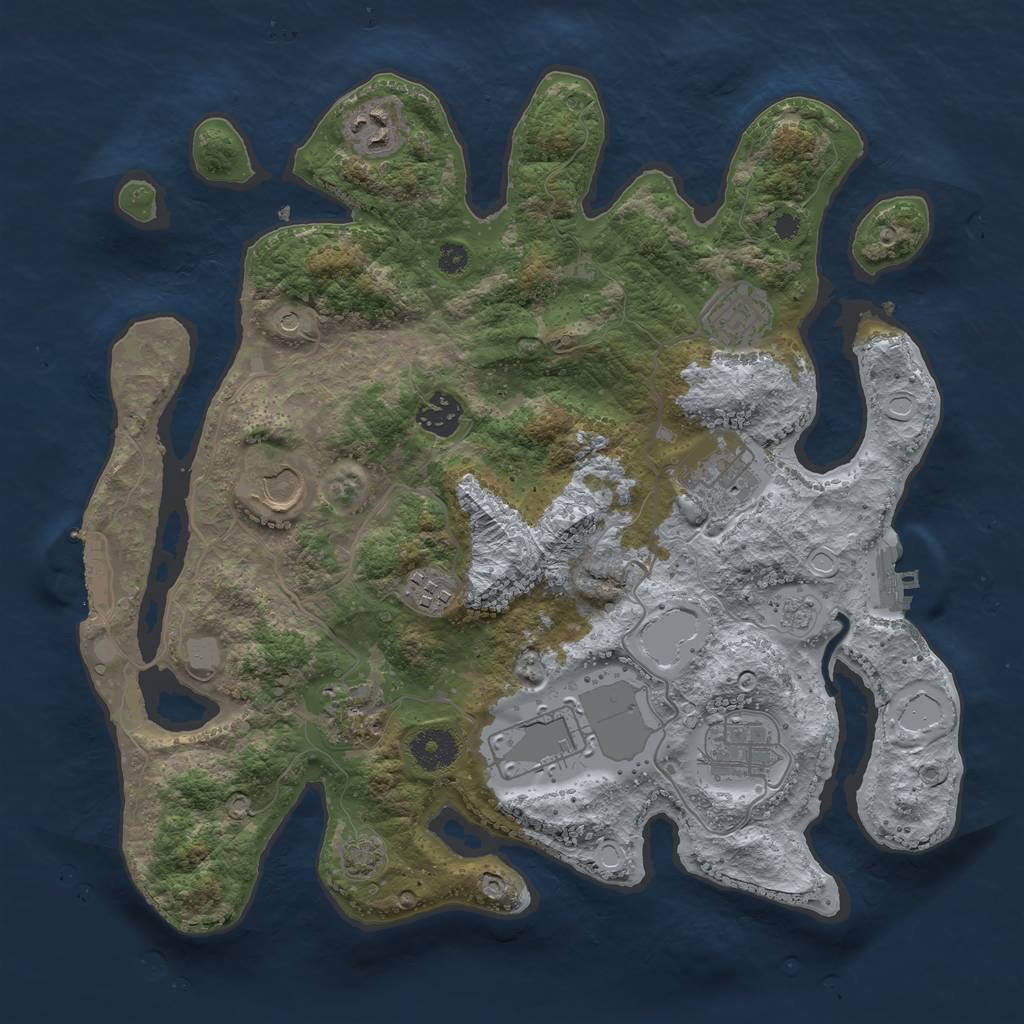 Rust Map: Procedural Map, Size: 3500, Seed: 37546679, 16 Monuments