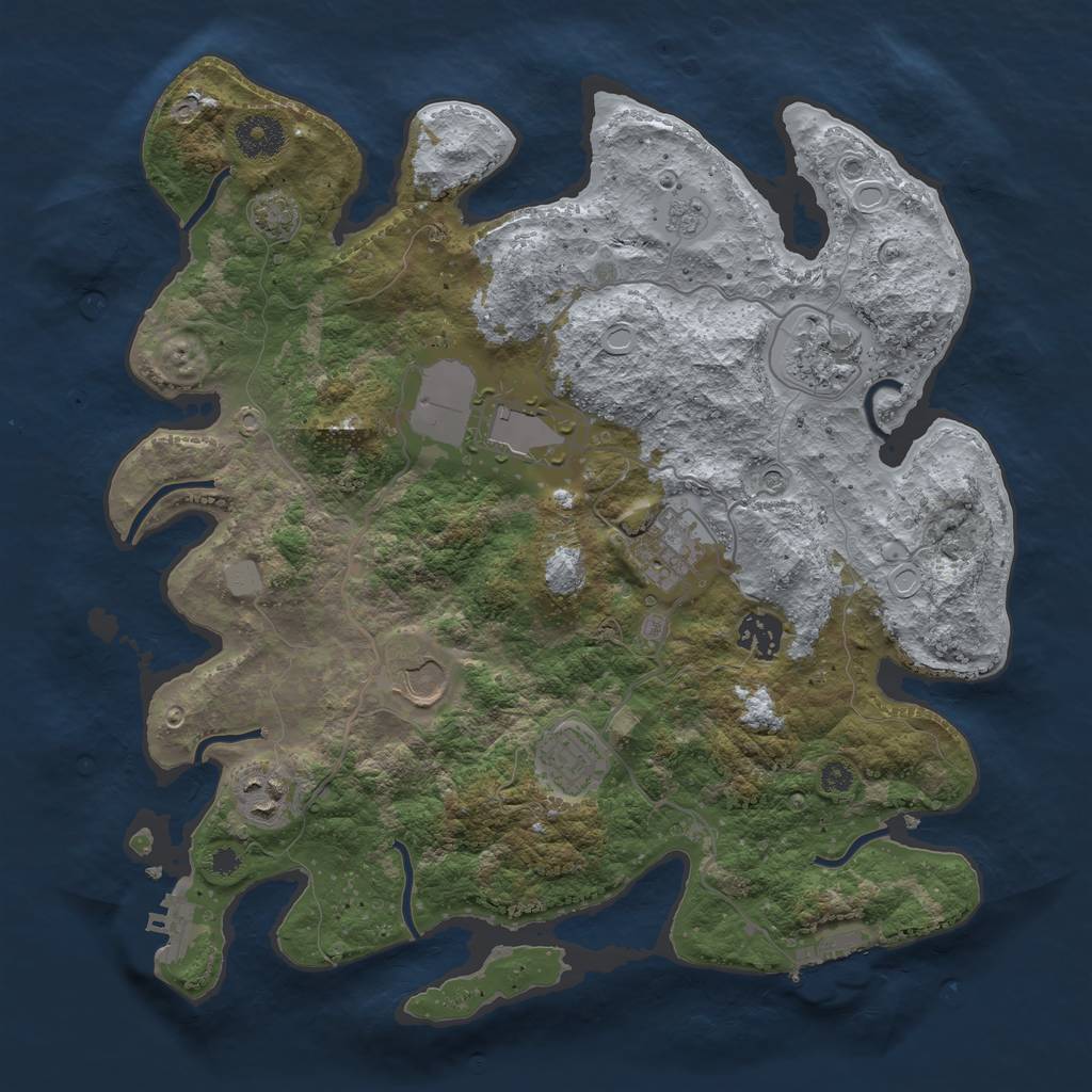 Rust Map: Procedural Map, Size: 3500, Seed: 2095636479, 14 Monuments