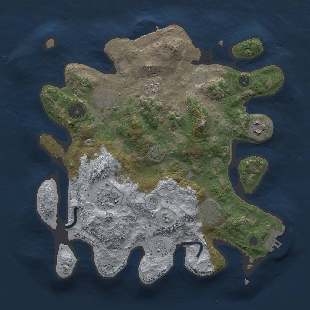 Rust Map: Procedural Map, Size: 3000, Seed: 14663, 12 Monuments