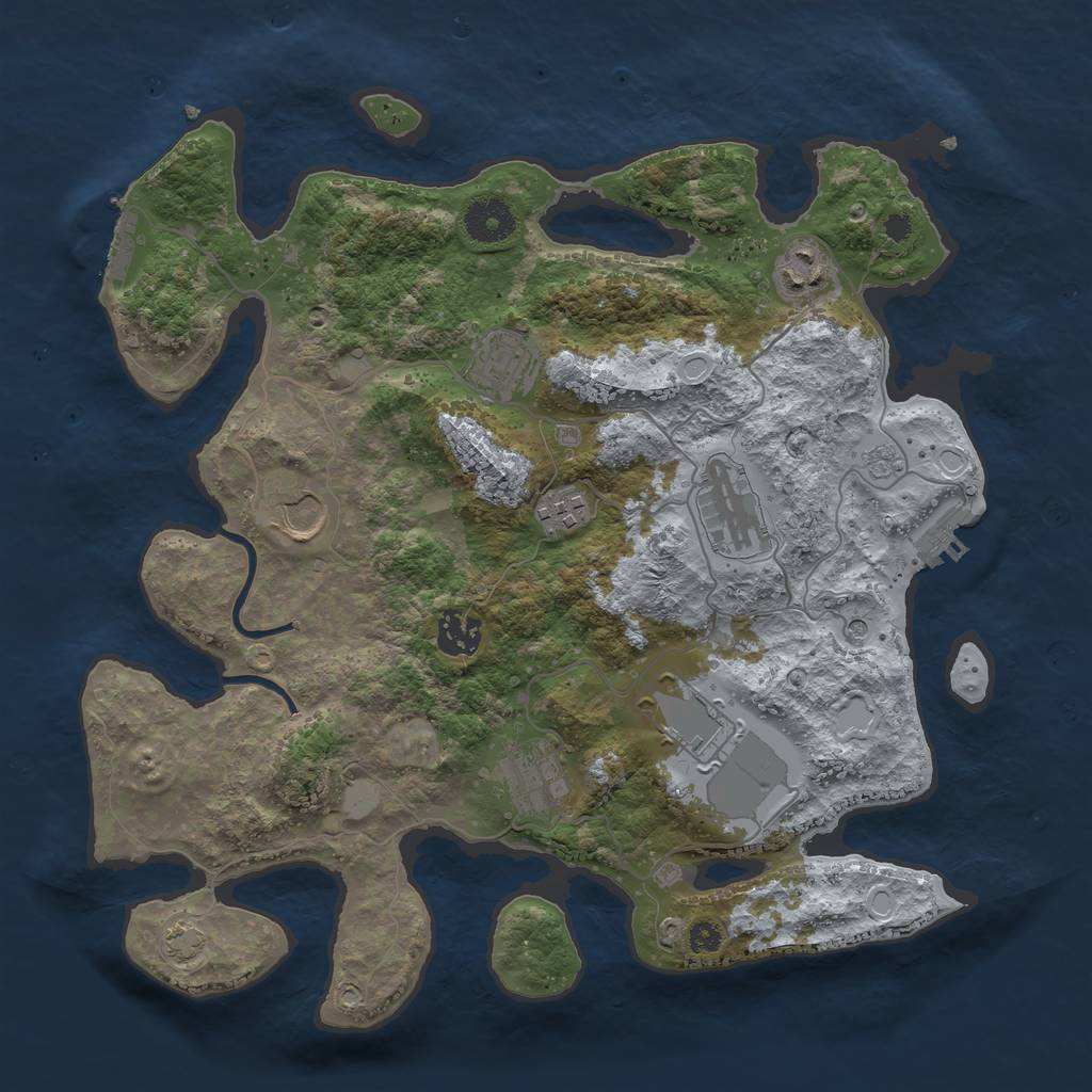 Rust Map: Procedural Map, Size: 3500, Seed: 1387993035, 15 Monuments