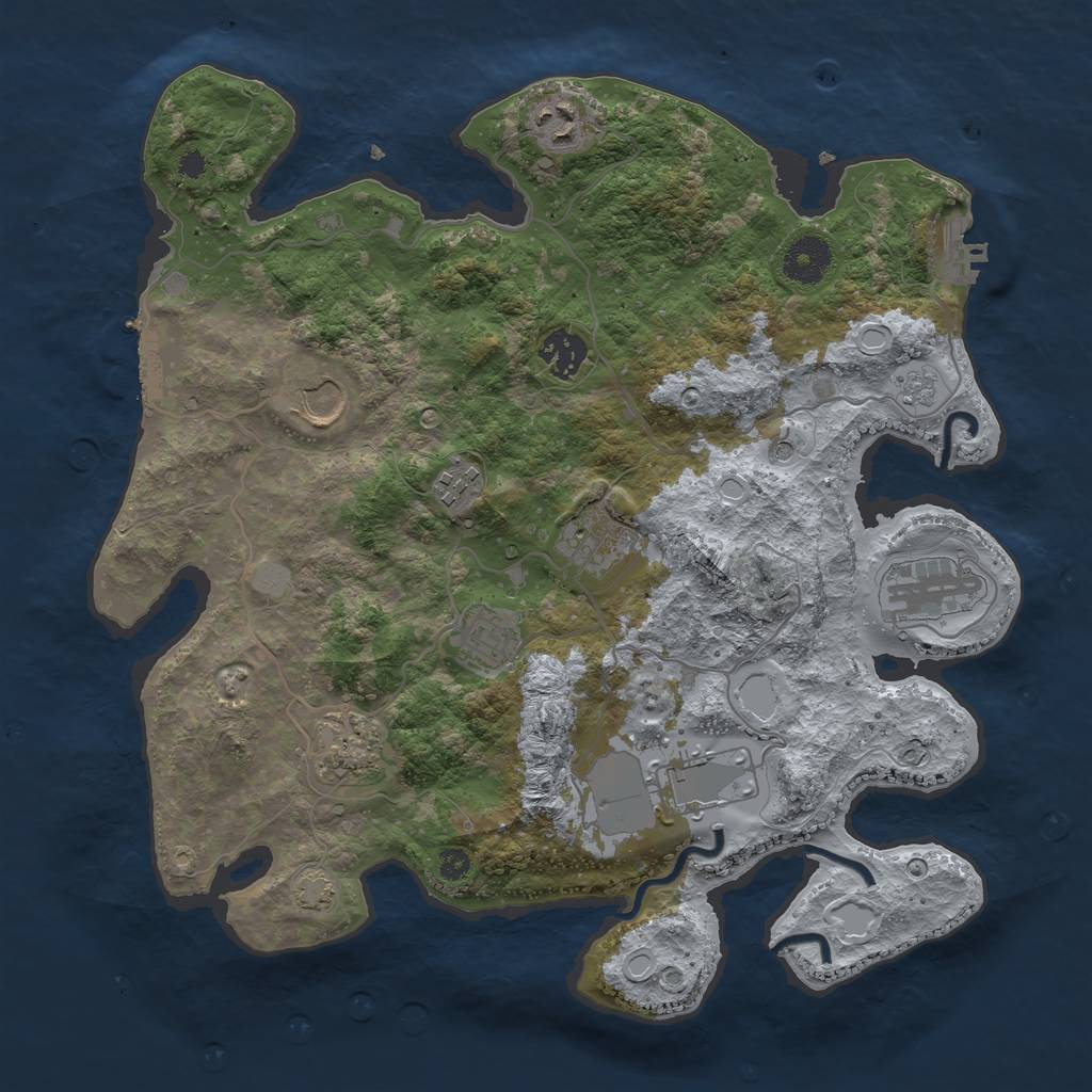 Rust Map: Procedural Map, Size: 3500, Seed: 2657572, 16 Monuments