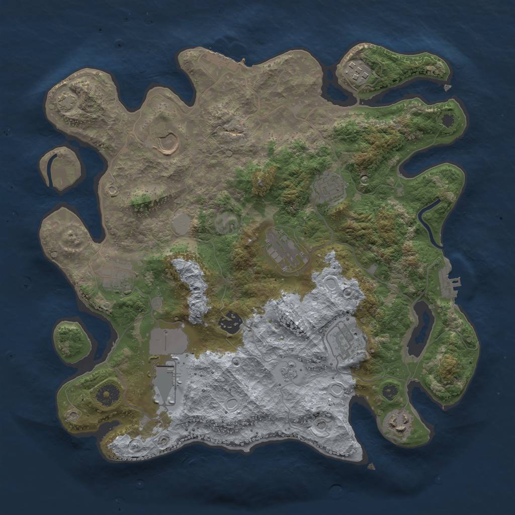 Rust Map: Procedural Map, Size: 3500, Seed: 1368676338, 16 Monuments
