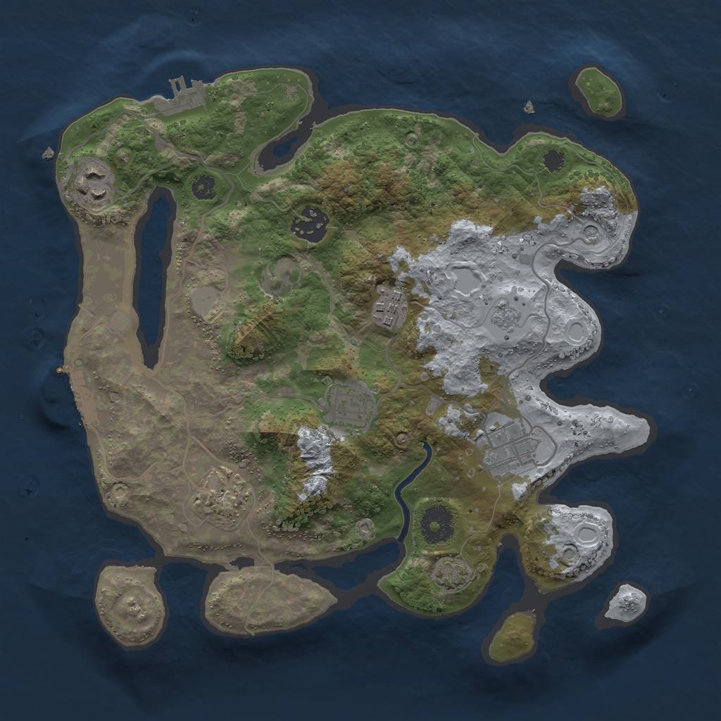 Rust Map: Procedural Map, Size: 3000, Seed: 1480780656, 13 Monuments
