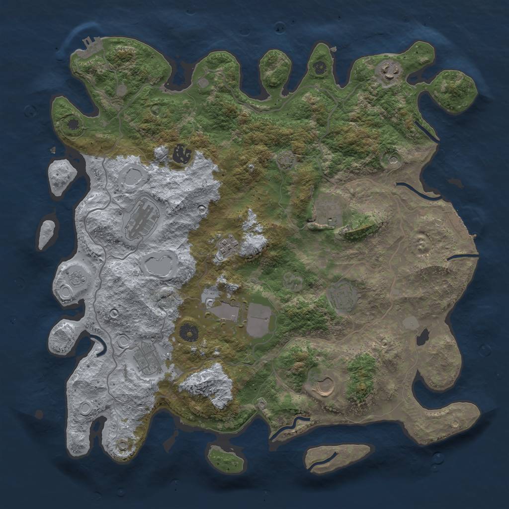 Rust Map: Procedural Map, Size: 4000, Seed: 509758, 16 Monuments