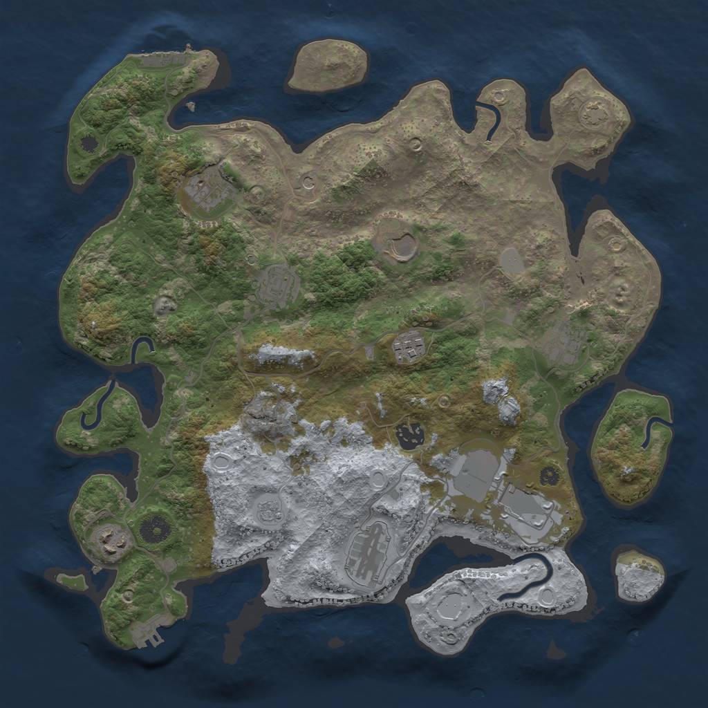 Rust Map: Procedural Map, Size: 3700, Seed: 1377470306, 16 Monuments