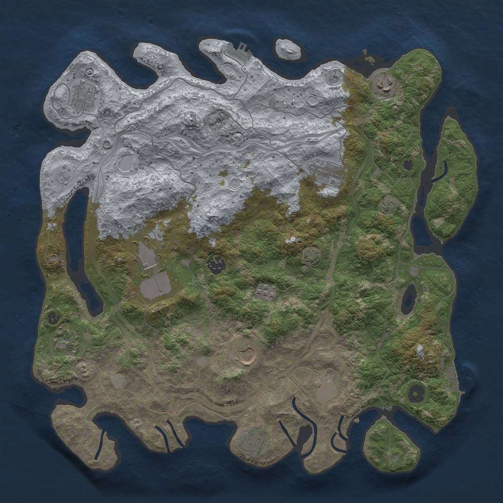 Rust Map: Procedural Map, Size: 4250, Seed: 700425693, 18 Monuments