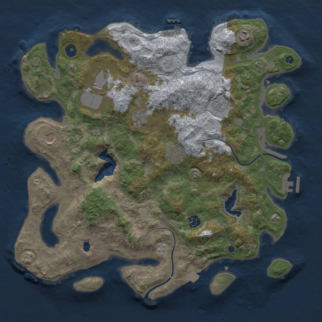 Rust Map: Procedural Map, Size: 4000, Seed: 627647868, 14 Monuments