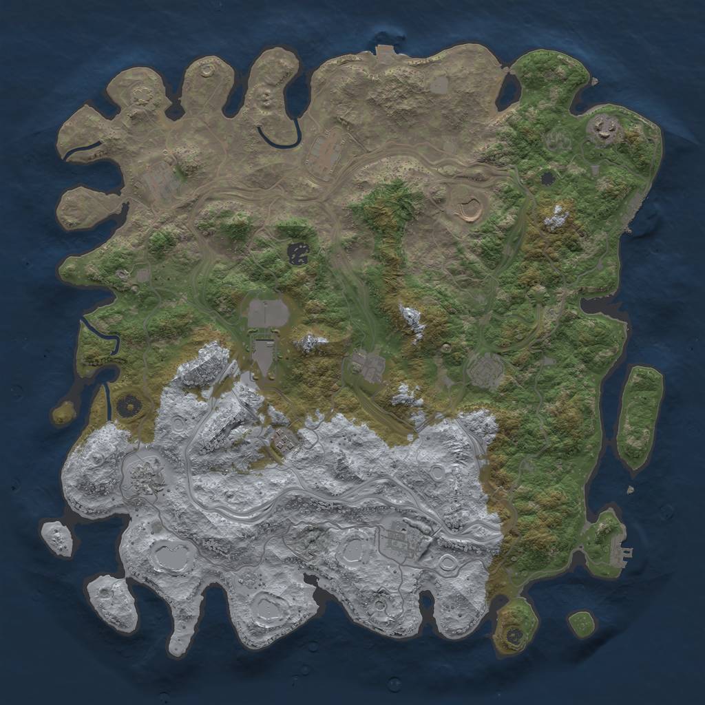 Rust Map: Procedural Map, Size: 4500, Seed: 372, 19 Monuments