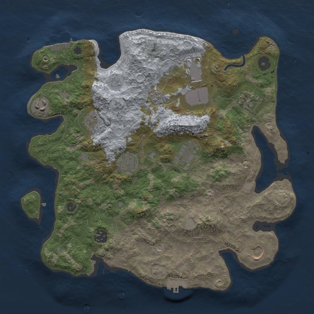 Rust Map: Procedural Map, Size: 3500, Seed: 2143889330, 16 Monuments