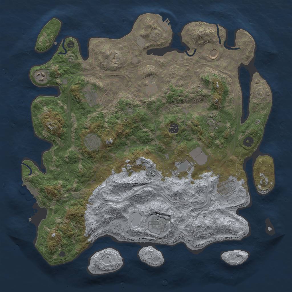 Rust Map: Procedural Map, Size: 4250, Seed: 881555443, 19 Monuments