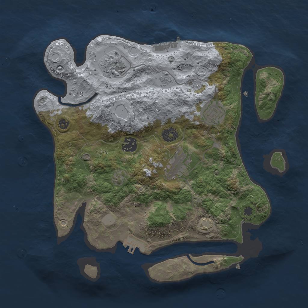 Rust Map: Procedural Map, Size: 3000, Seed: 24500, 10 Monuments