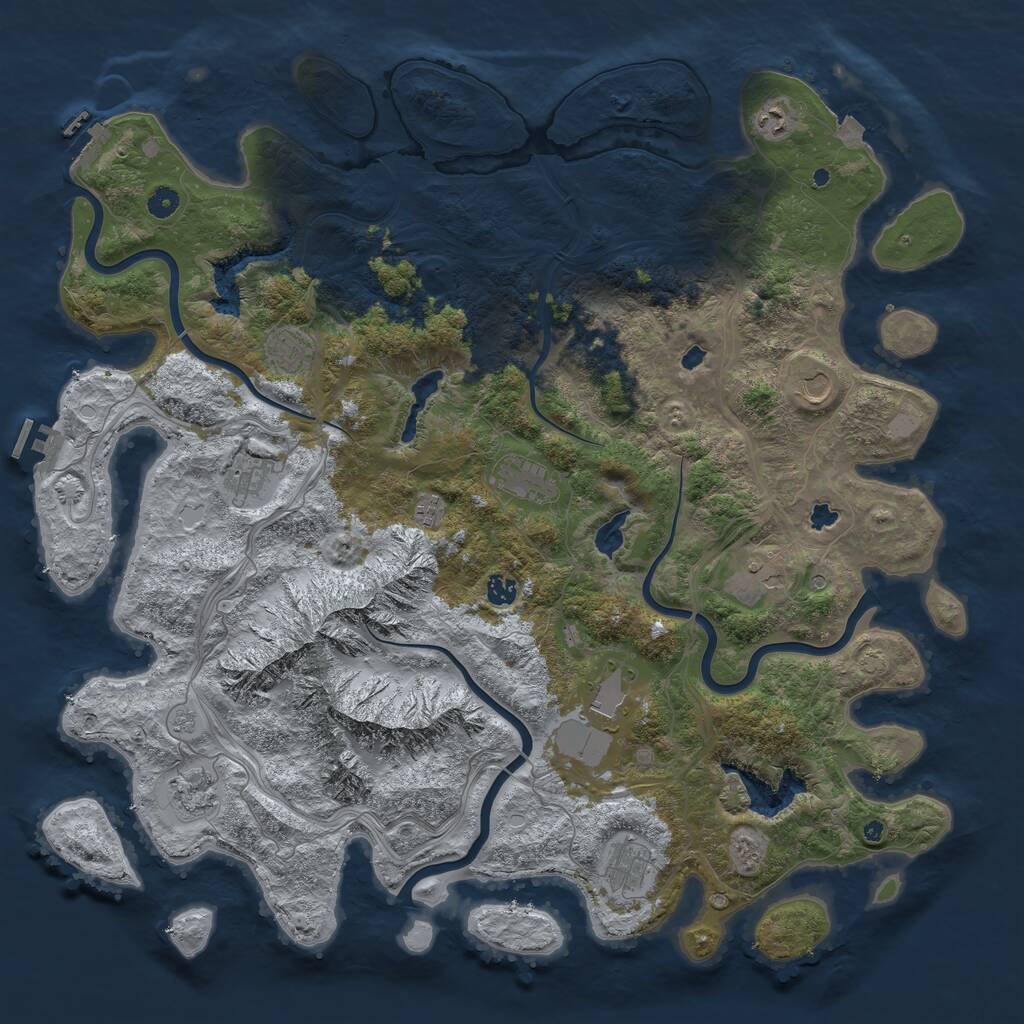 Rust Map: Procedural Map, Size: 5000, Seed: 703168795, 17 Monuments