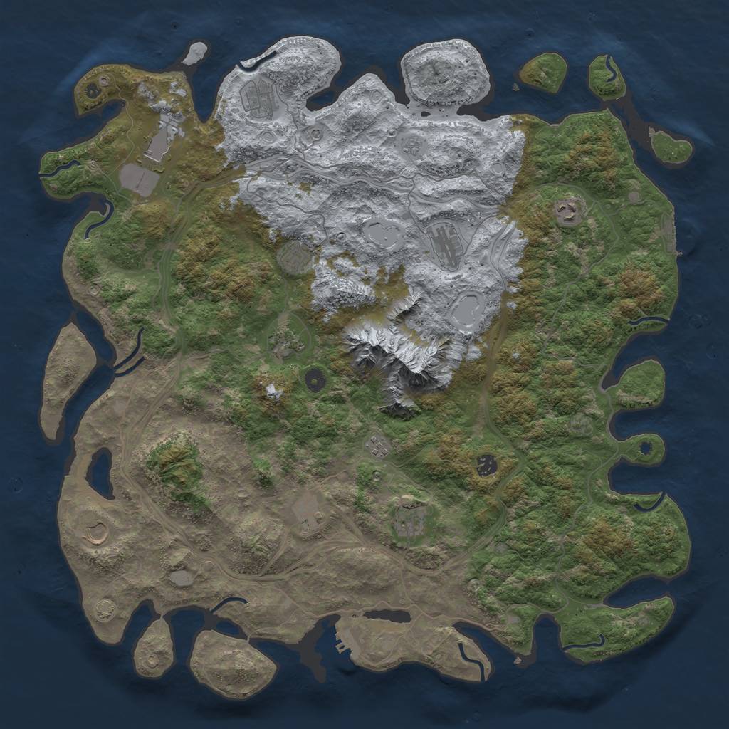 Rust Map: Procedural Map, Size: 5000, Seed: 64926, 18 Monuments