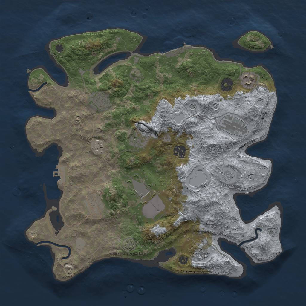 Rust Map: Procedural Map, Size: 3500, Seed: 97605612, 16 Monuments