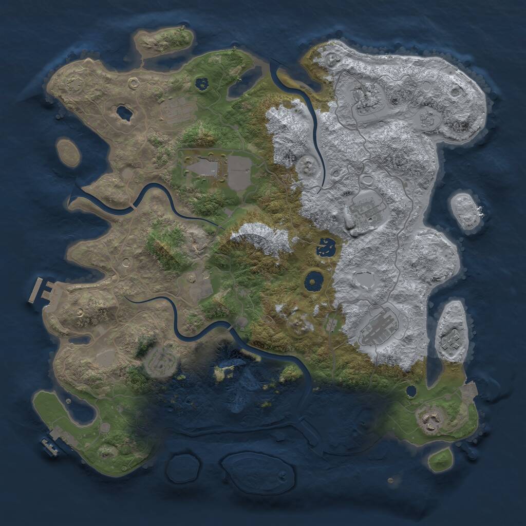 Rust Map: Procedural Map, Size: 4000, Seed: 275073491, 16 Monuments