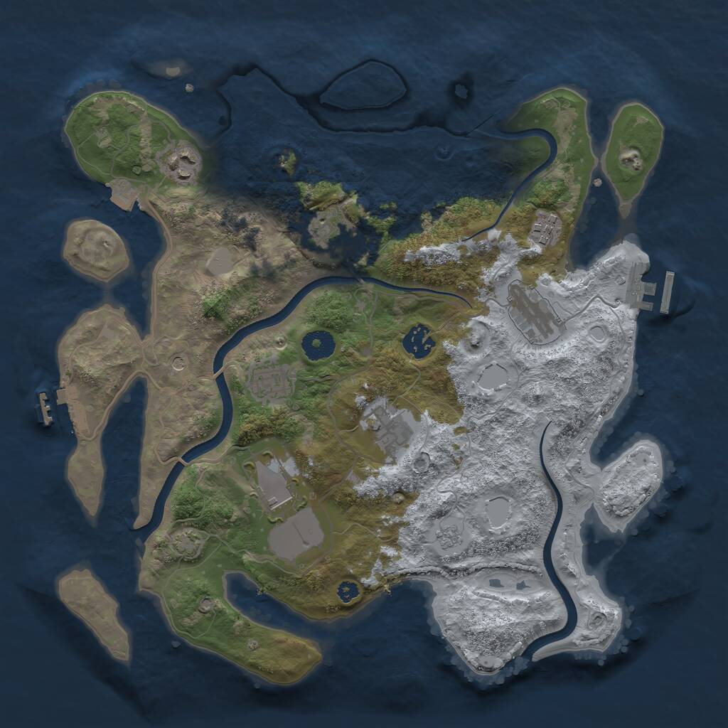 Rust Map: Procedural Map, Size: 3500, Seed: 2051085, 14 Monuments