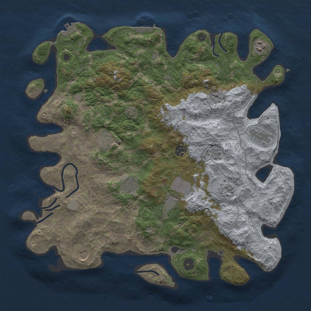 Rust Map: Procedural Map, Size: 4096, Seed: 2029776376, 16 Monuments