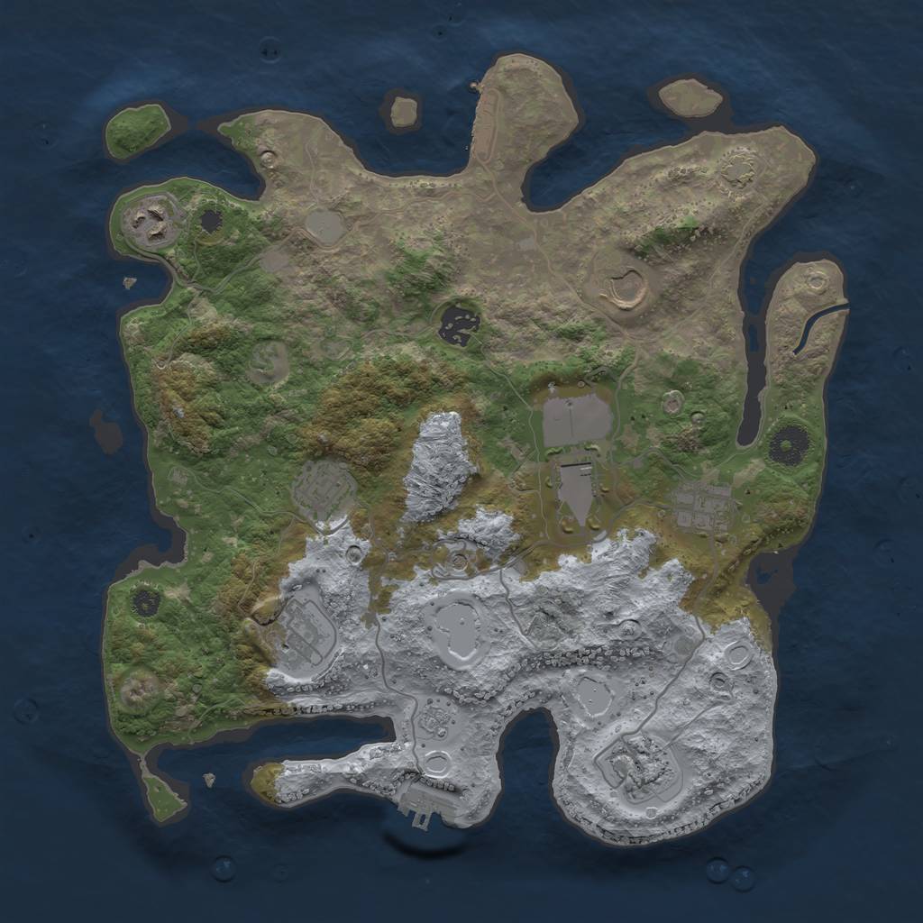 Rust Map: Procedural Map, Size: 3500, Seed: 1993020868, 15 Monuments