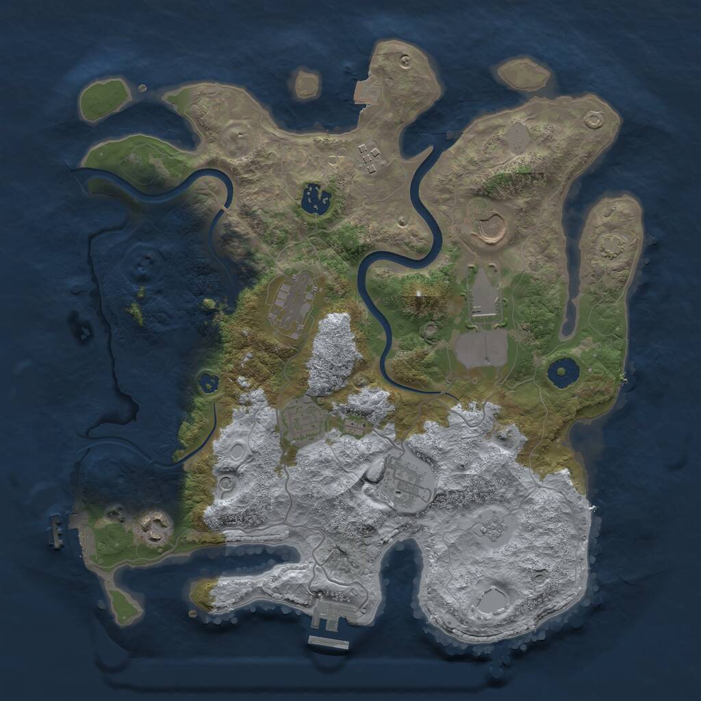 Rust Map: Procedural Map, Size: 3500, Seed: 1993020868, 14 Monuments