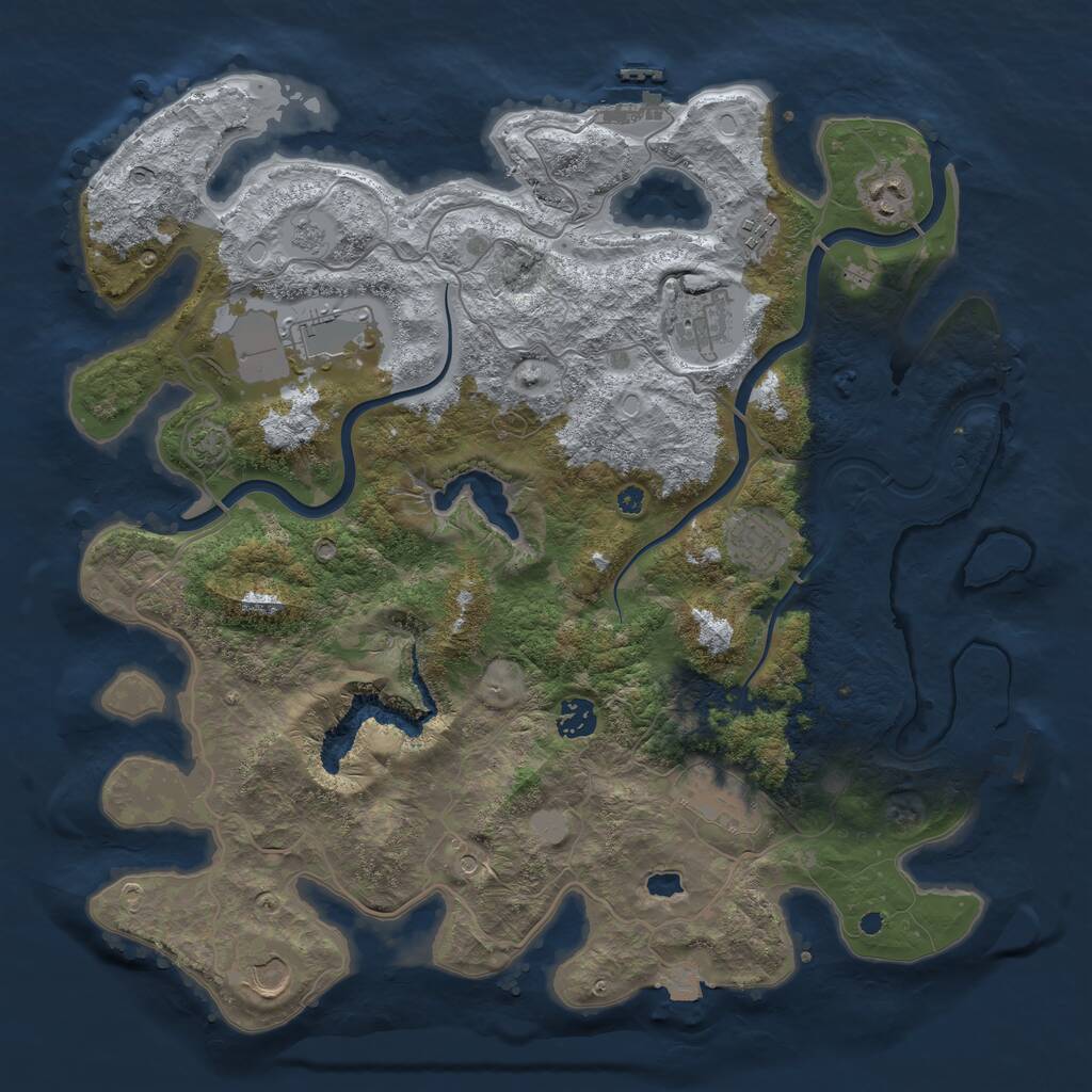 Rust Map: Procedural Map, Size: 4000, Seed: 484234968, 14 Monuments