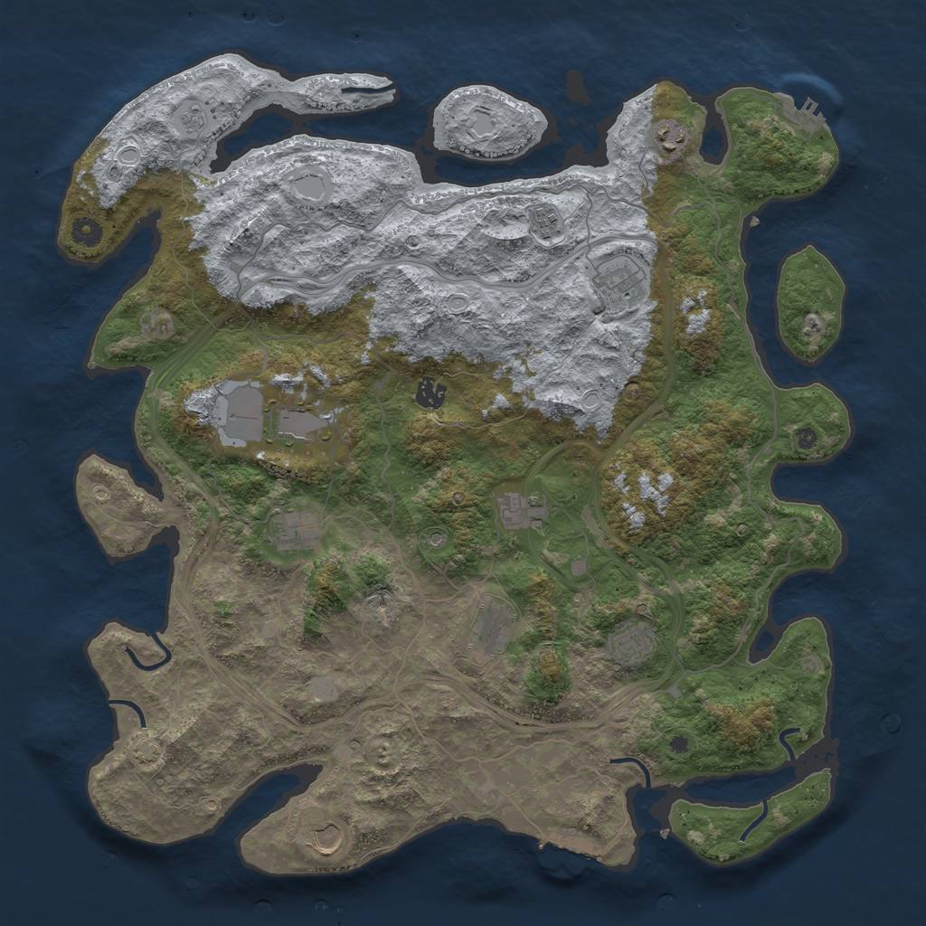 Rust Map: Procedural Map, Size: 4500, Seed: 547468205, 17 Monuments