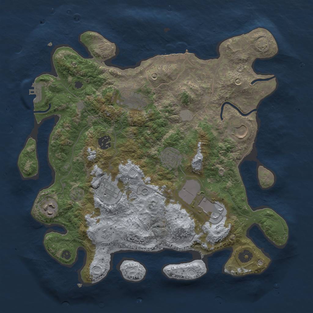 Rust Map: Procedural Map, Size: 3500, Seed: 28022673, 14 Monuments