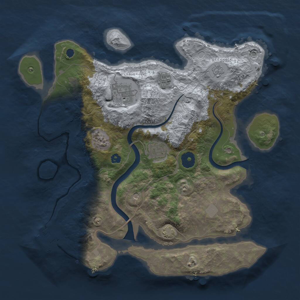 Rust Map: Procedural Map, Size: 3000, Seed: 13027, 8 Monuments