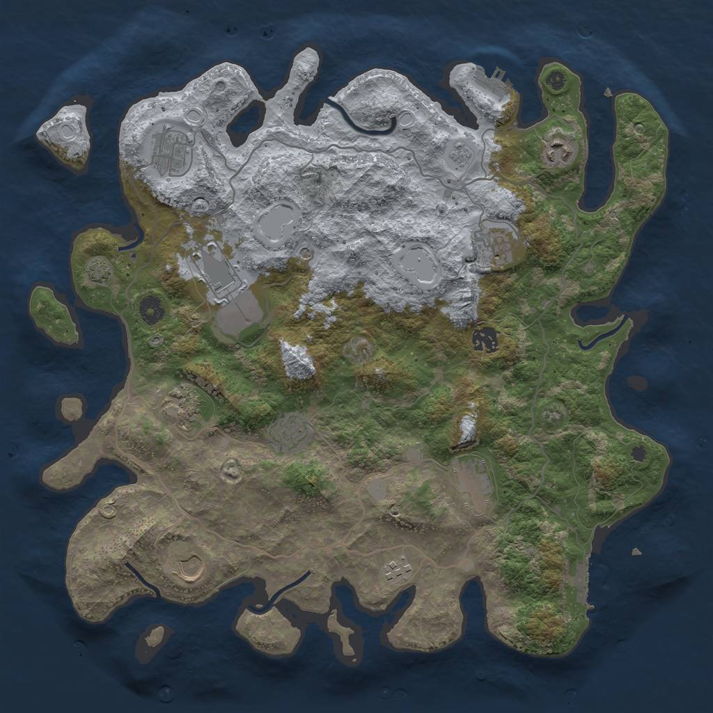 Rust Map: Procedural Map, Size: 4000, Seed: 899521677, 17 Monuments