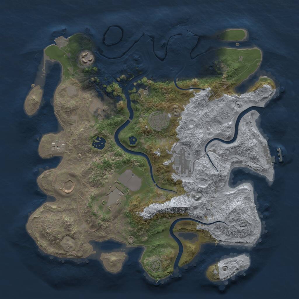 Rust Map: Procedural Map, Size: 3500, Seed: 5778988, 13 Monuments
