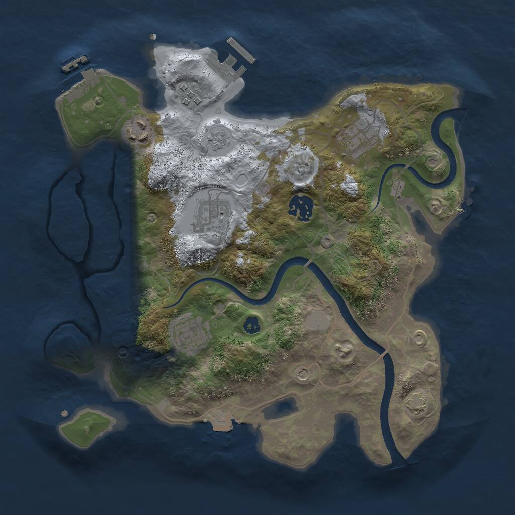 Rust Map: Procedural Map, Size: 3000, Seed: 9240, 12 Monuments
