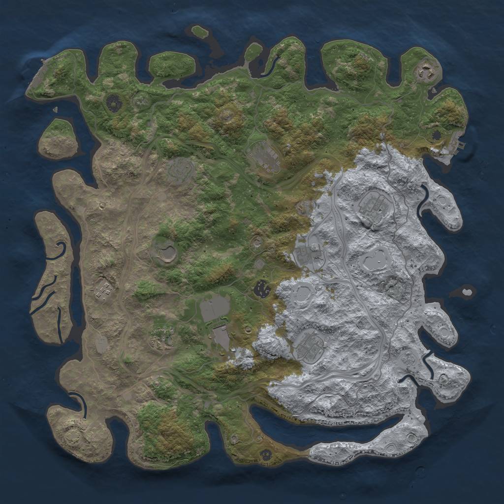 Rust Map: Procedural Map, Size: 4500, Seed: 70702074, 18 Monuments